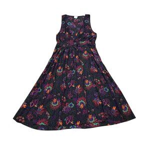 Vintage Hollywood Blvd Floral Rayon Maxi Dress USA Made 1990s